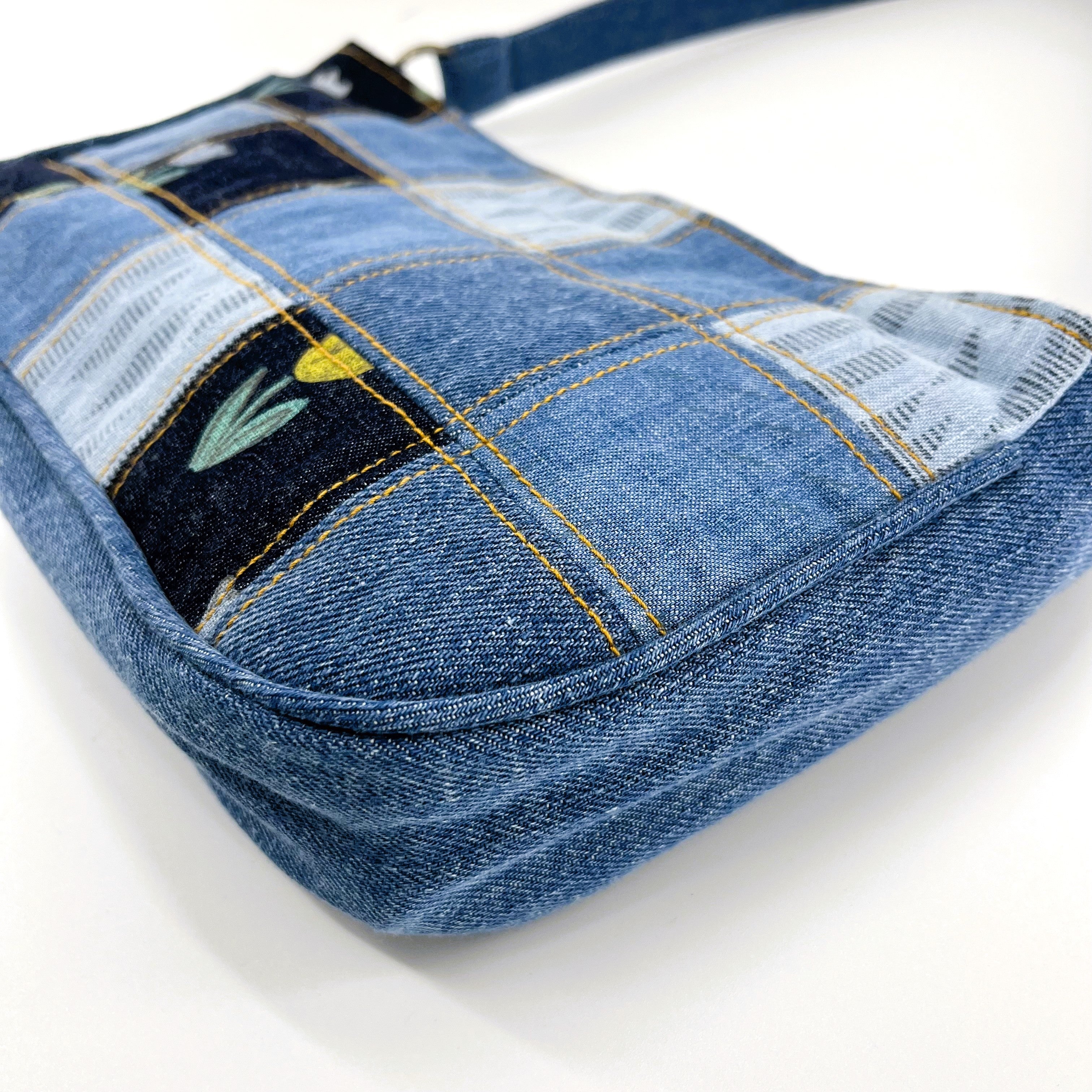 Trendy Denim Patchwork Shoulder Bag