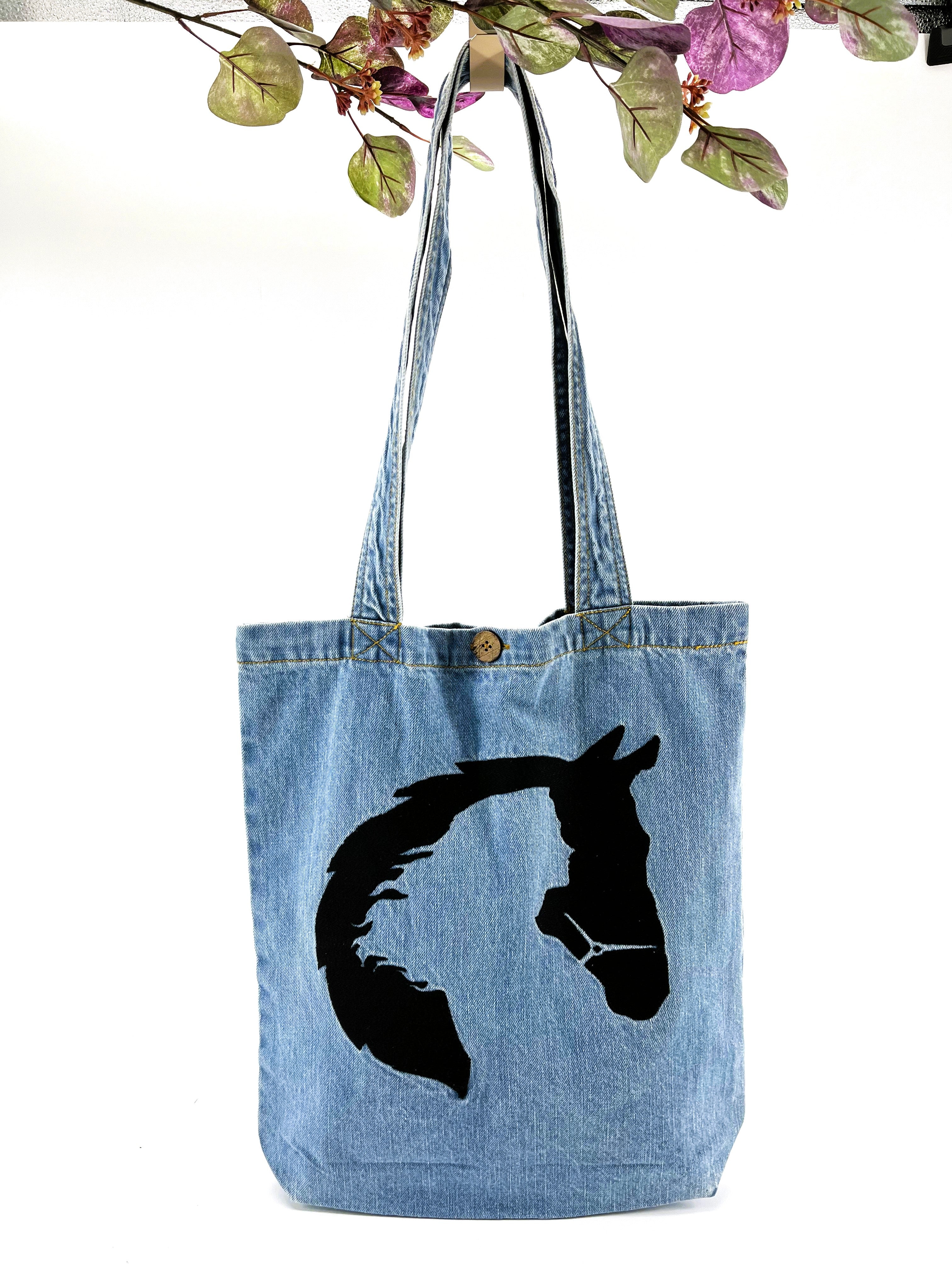 The Horse Lady - Denim Tote Bag | Light Blue Denim