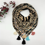 The Fun Triangle Scarf in Animal Print and Wide Border