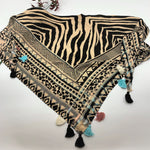 The Fun Triangle Scarf in Animal Print and Wide Border