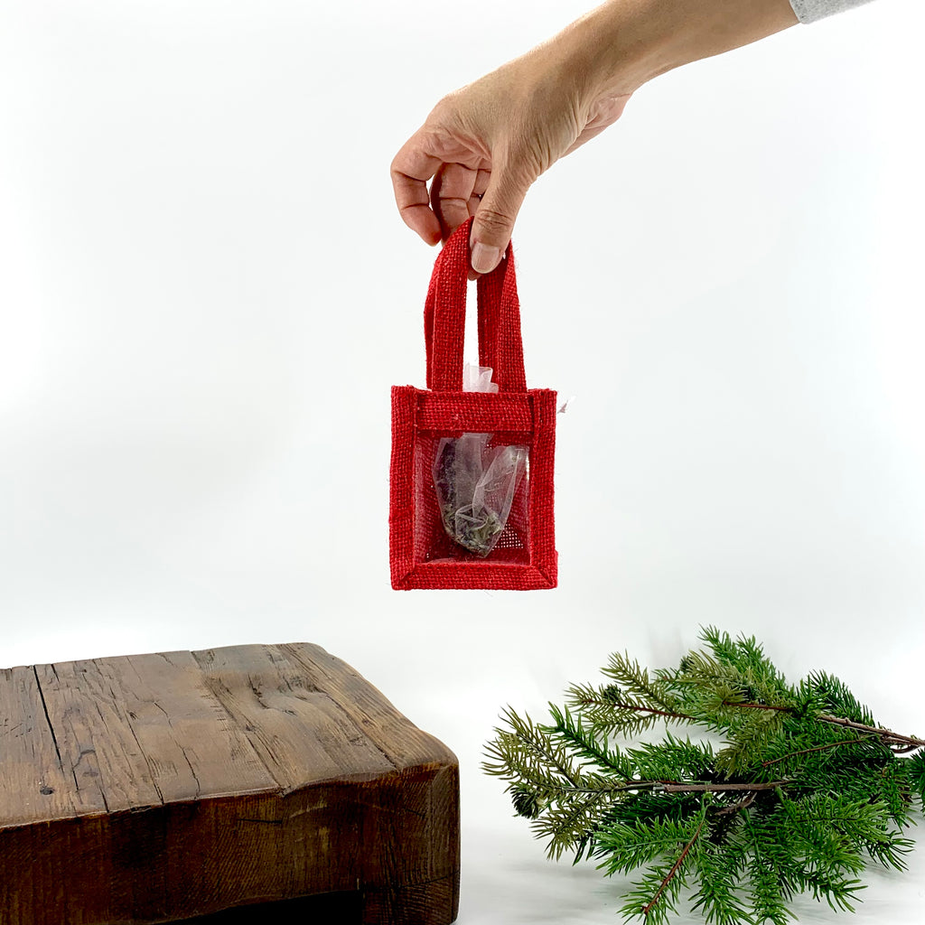 PETITE XS Jute Gift Bags, Reusable Bags : Red