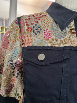 DENIM SHIRT JACKET SEQUIN WORK - SIZE MEDIUM