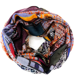 Fine Wool Silk Blend Scarves Bright Abstract