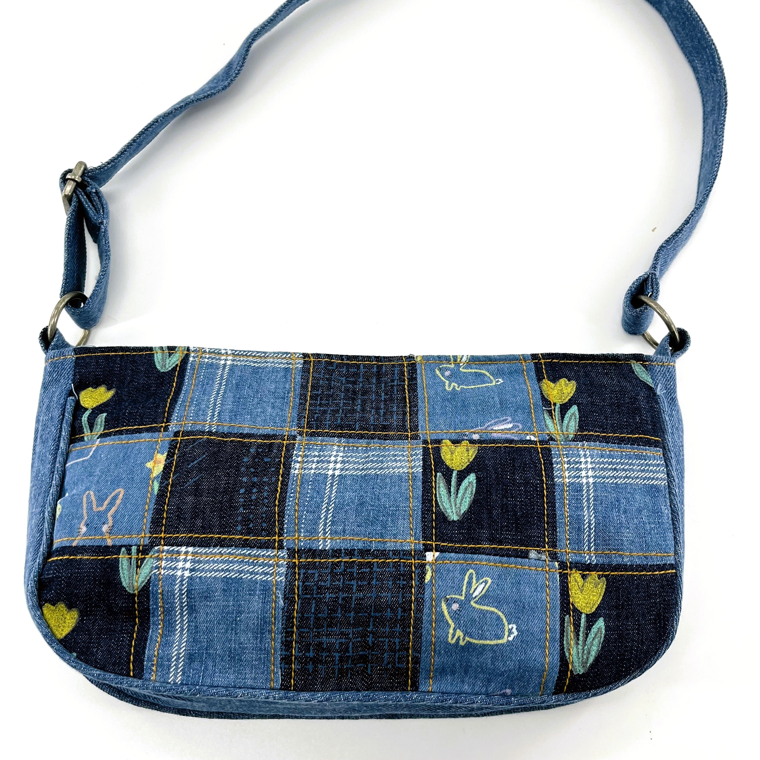 Trendy Denim Patchwork Shoulder Bag