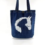 The Horse Lady - Denim Tote Bag | Dark Blue Denim