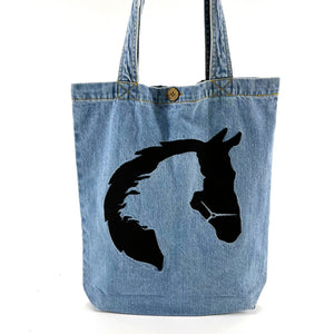 The Horse Lady - Denim Tote Bag | Light Blue Denim