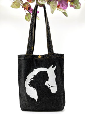 The Horse Lady - Denim Tote Bag | Charcoal Denim