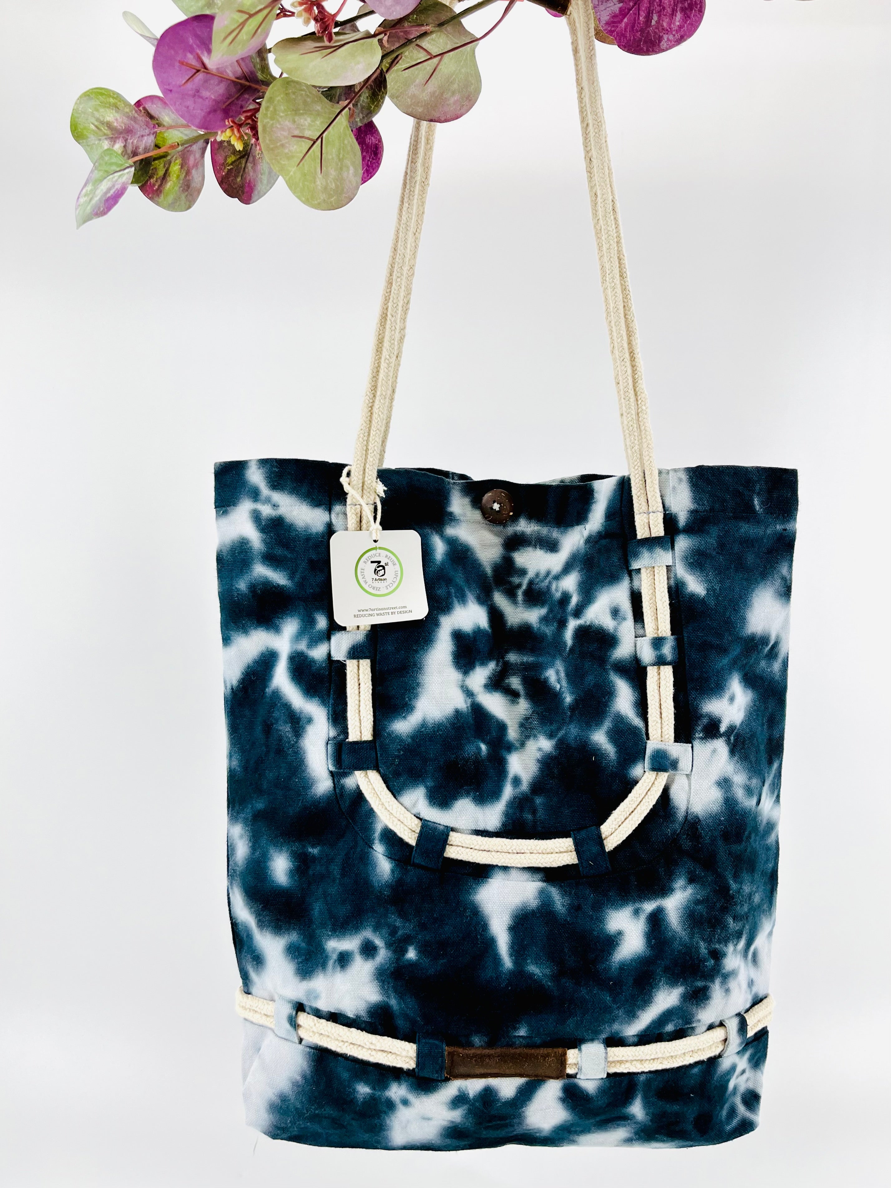 Acid Wash Upcycled Canvas Tote | Charcoal