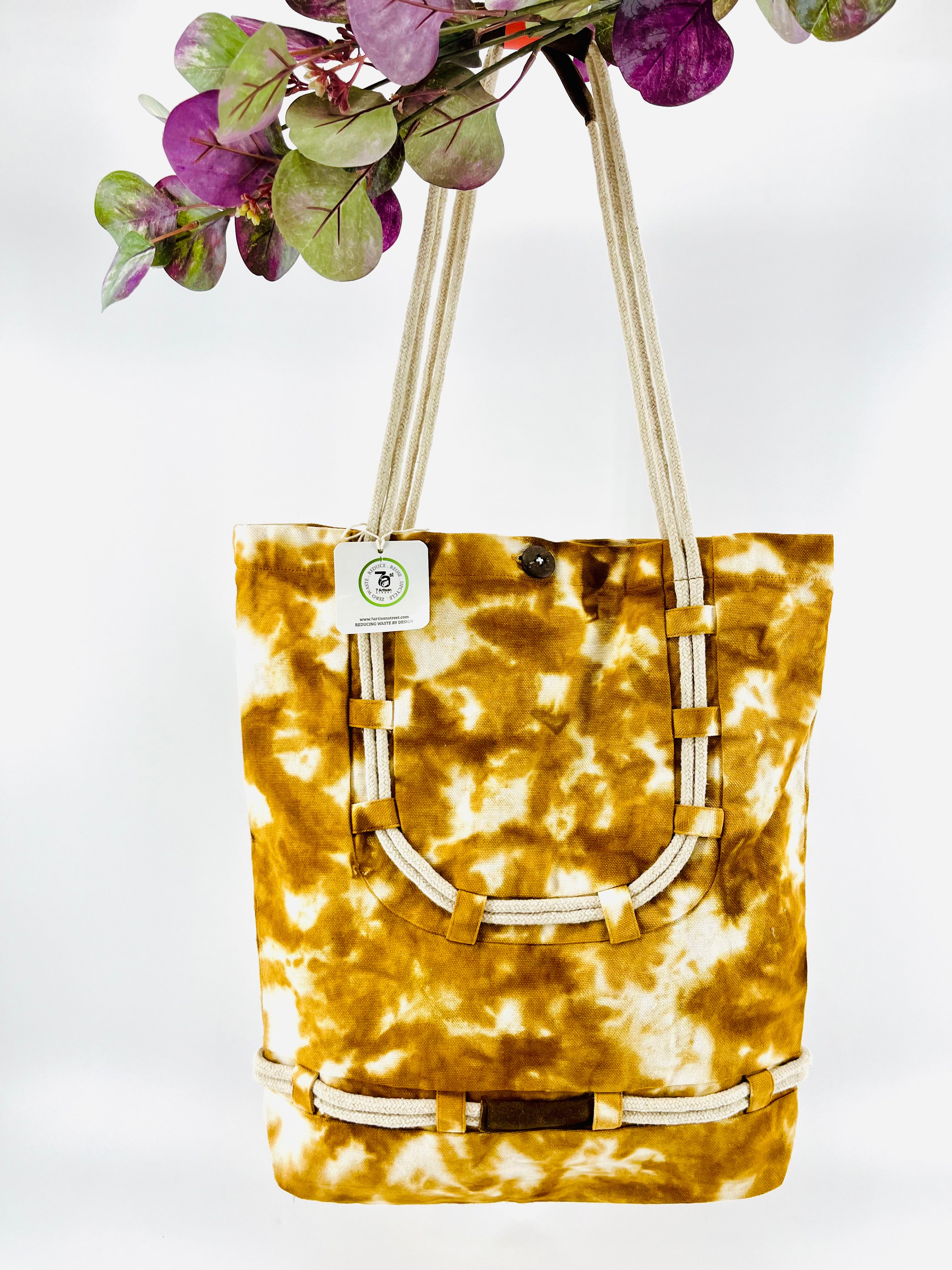 Acid Wash Upcycled Canvas Tote | Ocher