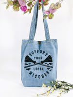 CUSTOM LISTING "Support Your Local Witches" | Light Denim Tote Bag