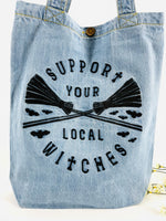 CUSTOM LISTING "Support Your Local Witches" | Light Denim Tote Bag