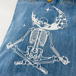 Custom Listing : Yoga Skeleton "Stay Calm and Carry our Bags" Denim Tot | Blue Denim