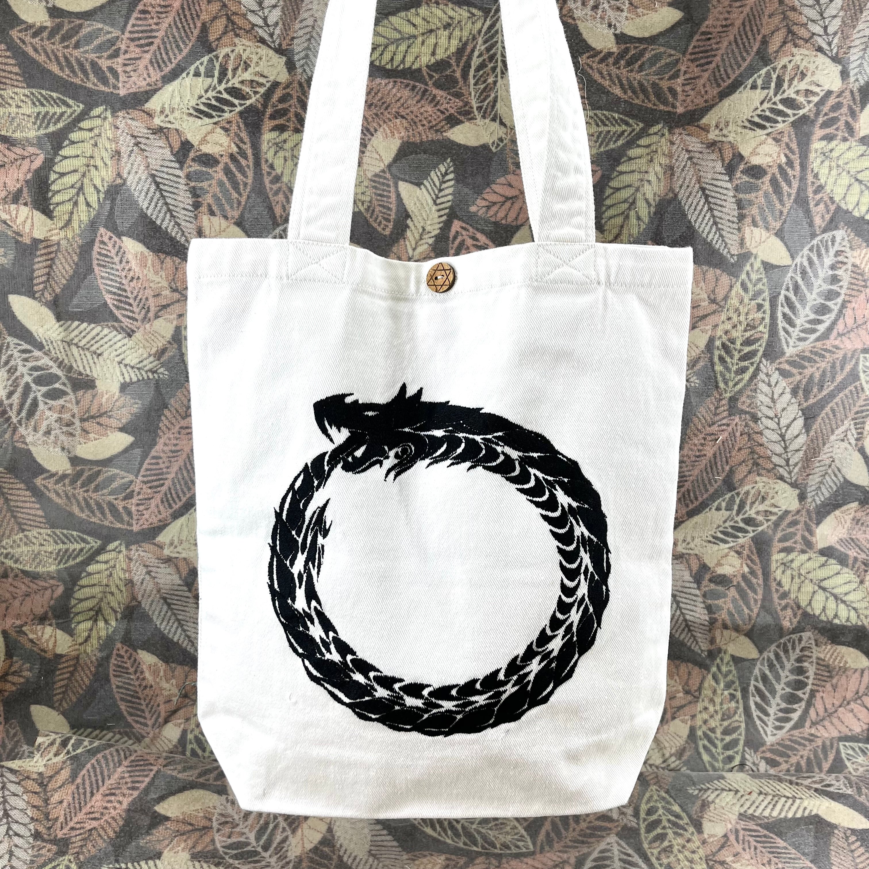 Ouroboros "the never ending cycle" Denim Tote Bag | WHITE Denim