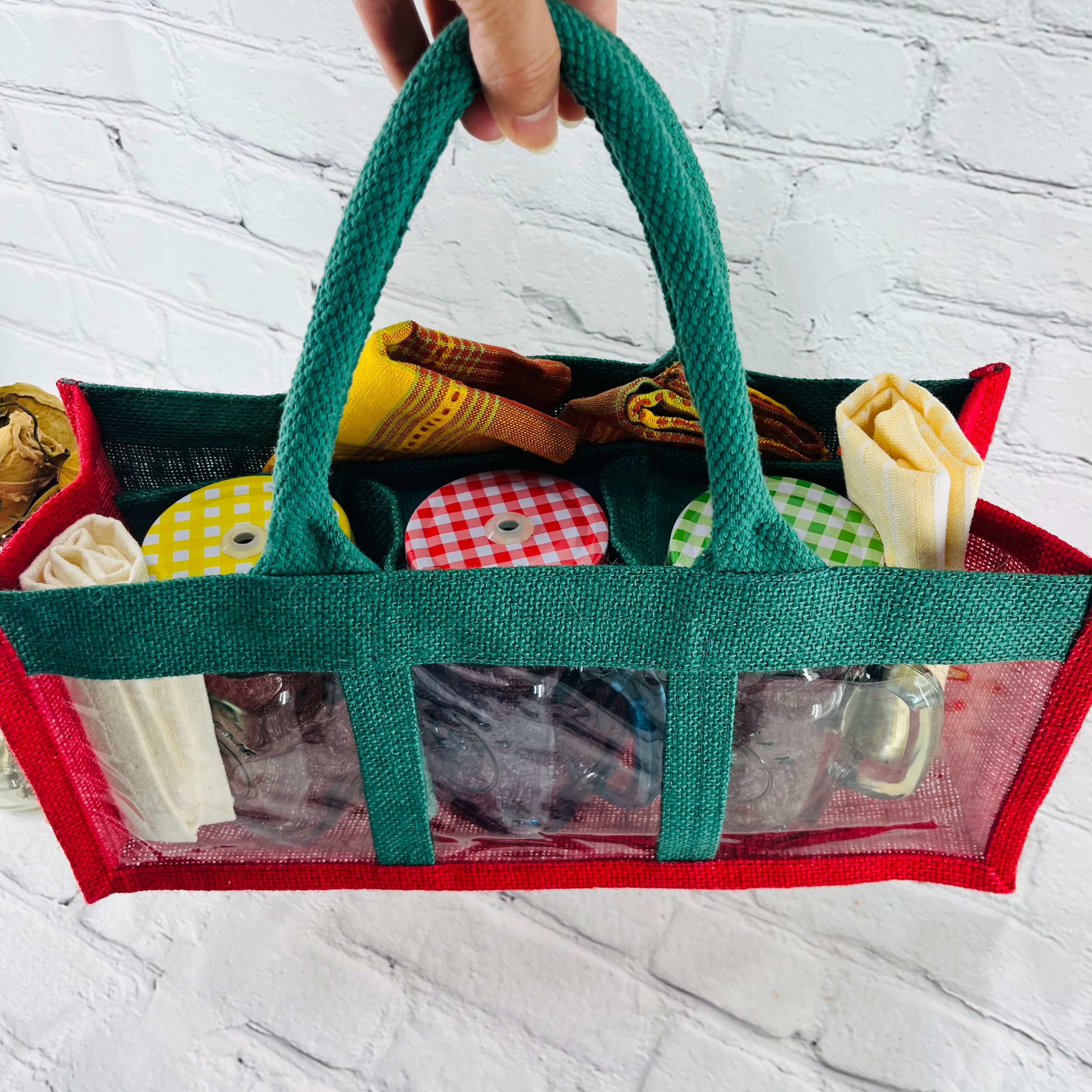 Holiday Collection; Reusable Gift Bags ; Green Handles