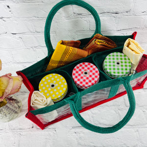 Holiday Collection; Reusable Gift Bags ; Green Handles