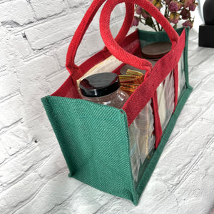 Holiday Collection; Reusable Gift Bags ; Red Handles