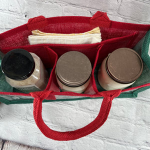 Holiday Collection; Reusable Gift Bags ; Red Handles