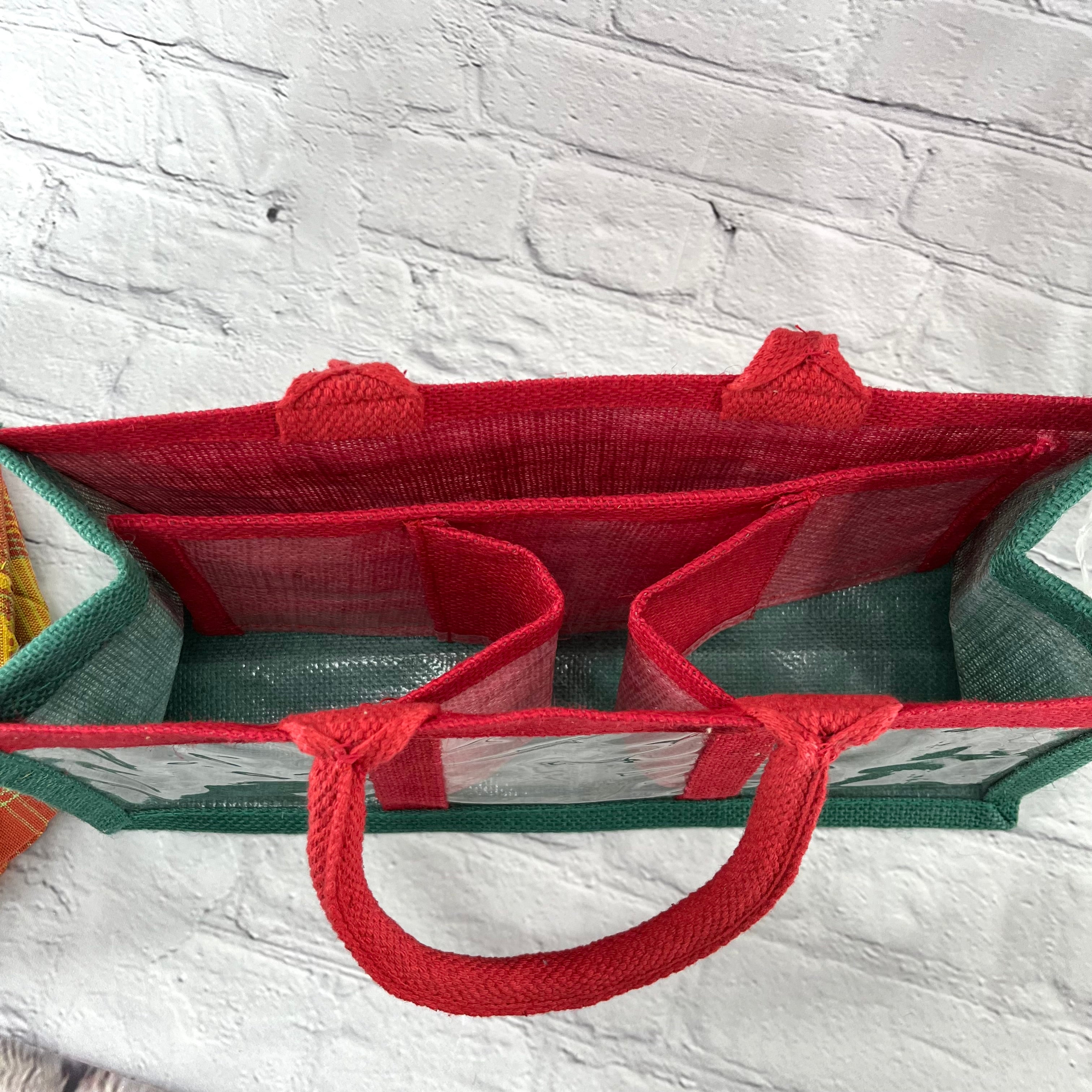 Holiday Collection; Reusable Gift Bags ; Red Handles