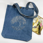 Tree of Life - Denim Tote Bag | Light Blue Denim