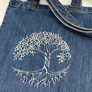 Tree of Life - Denim Tote Bag | Dark Blue Denim