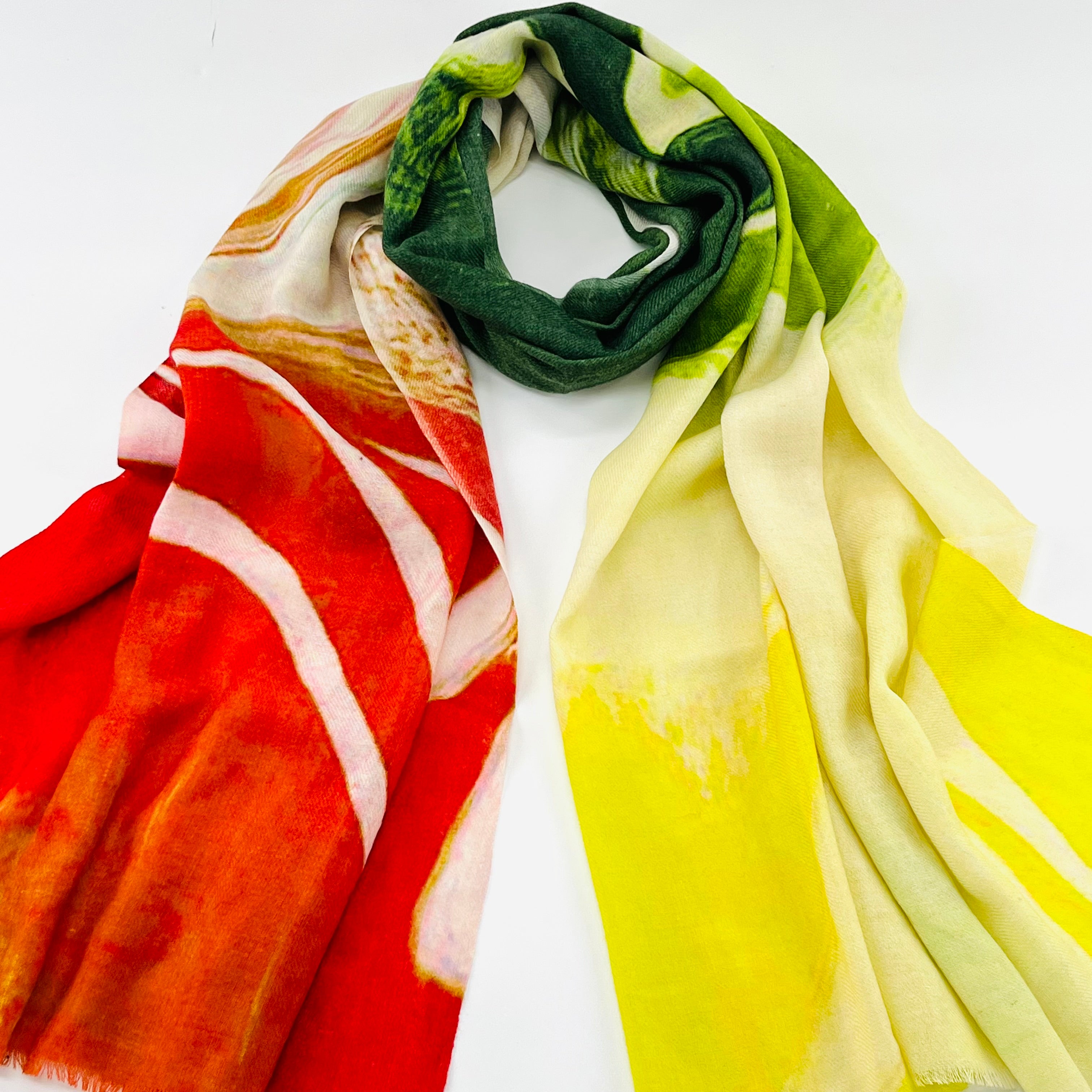 Fine Wool Silk Blend Scarves Marbled