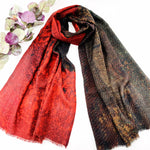 Fine Wool Silk Blend Scarves Red Tones
