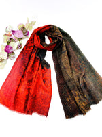 Fine Wool Silk Blend Scarves Red Tones