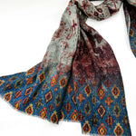 Fine Wool Silk Blend Scarves Kilam Inspired