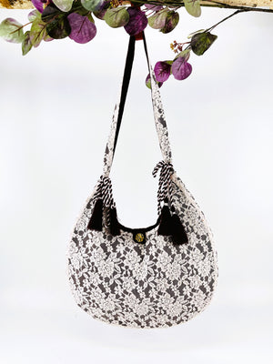 Lace and Canvas Shoulder Bags | Ivory Peach