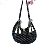 Lace and Canvas Shoulder Bags | Navy Blue