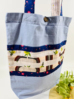 Large Upcycled Fabric Reusable Bags with Patchwork