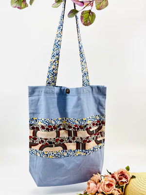 Large Upcycled Fabric Reusable Bags with Patchwork