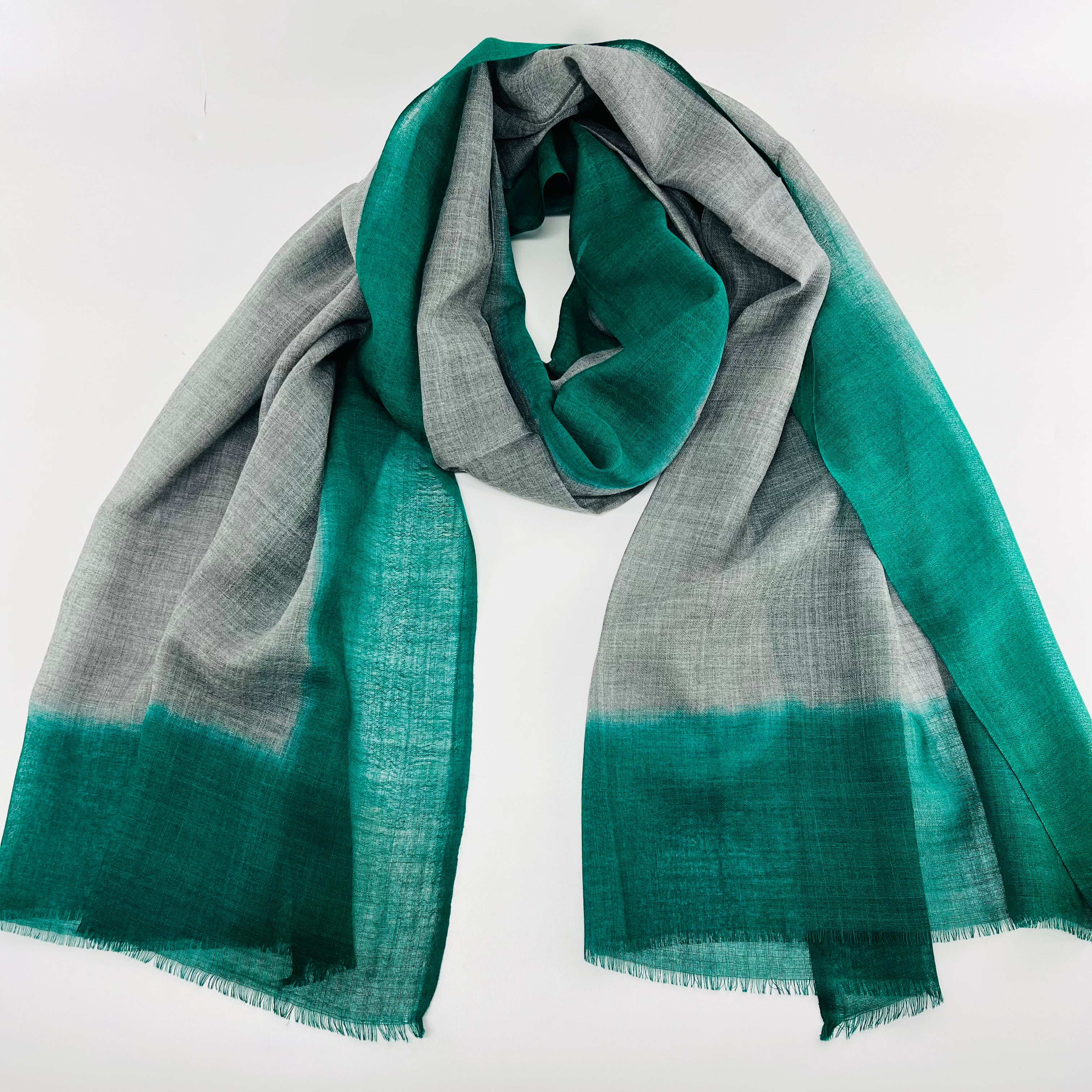 Wool Silk Blend Hand Dyed Scarves | Forest Green