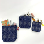 Cotton Canvas Embroidered Pouches - SET OF 3