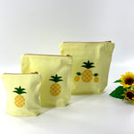 Pineapple Collection; Embroidered Pouches LEMON - SET OF 3