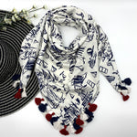 Sail Boat Large Square Summer and Fall Scarf, Sail Boats