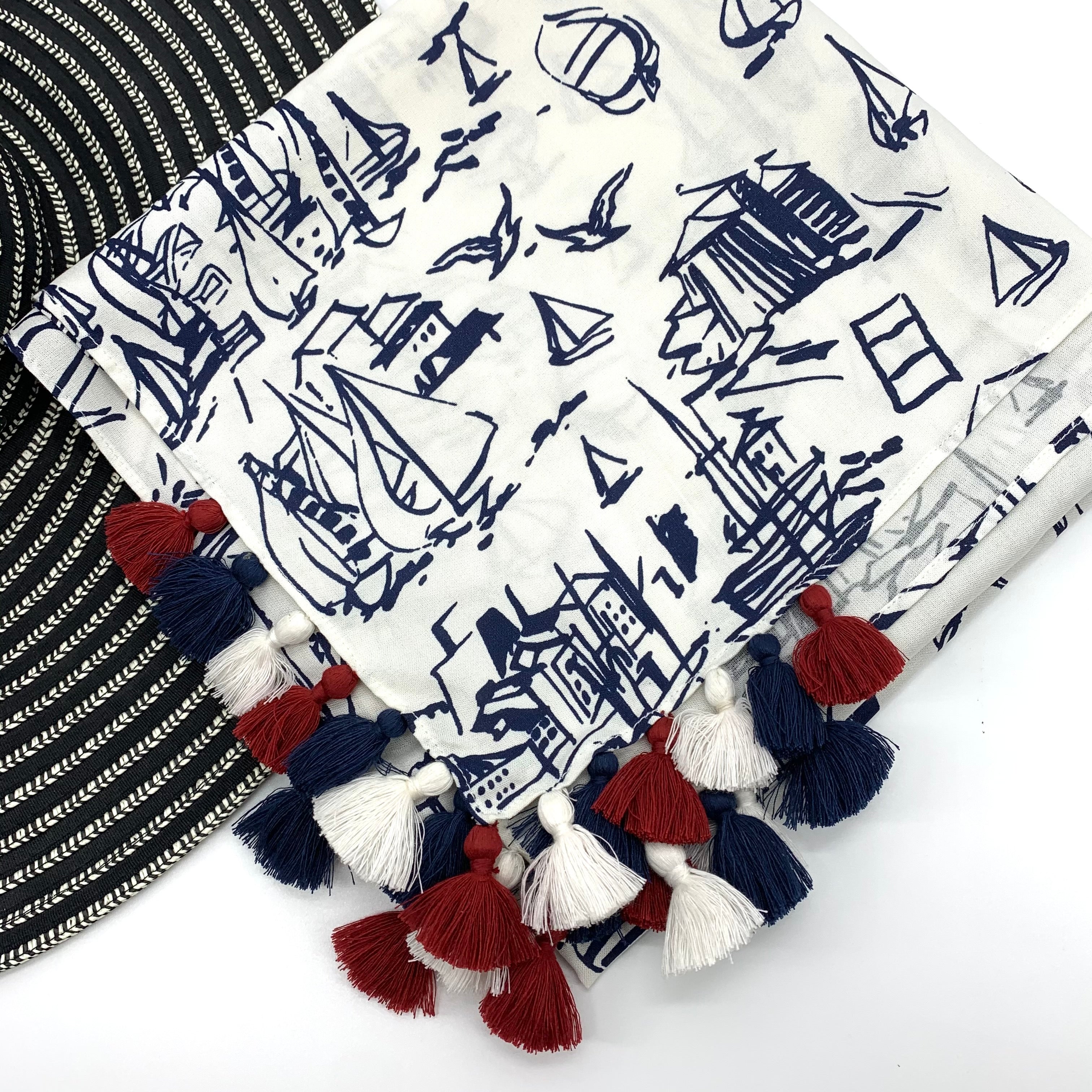 Sail Boat Large Square Summer and Fall Scarf, Sail Boats