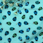 Large Cotton Printed Scarves, Lady Bugs - Aqua Green