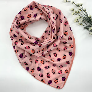 Large Cotton Printed Scarves, Lady Bugs Pink-Peach