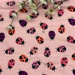 Large Cotton Printed Scarves, Lady Bugs Pink-Peach