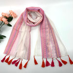 Long Scarf with Dual Color Tassels