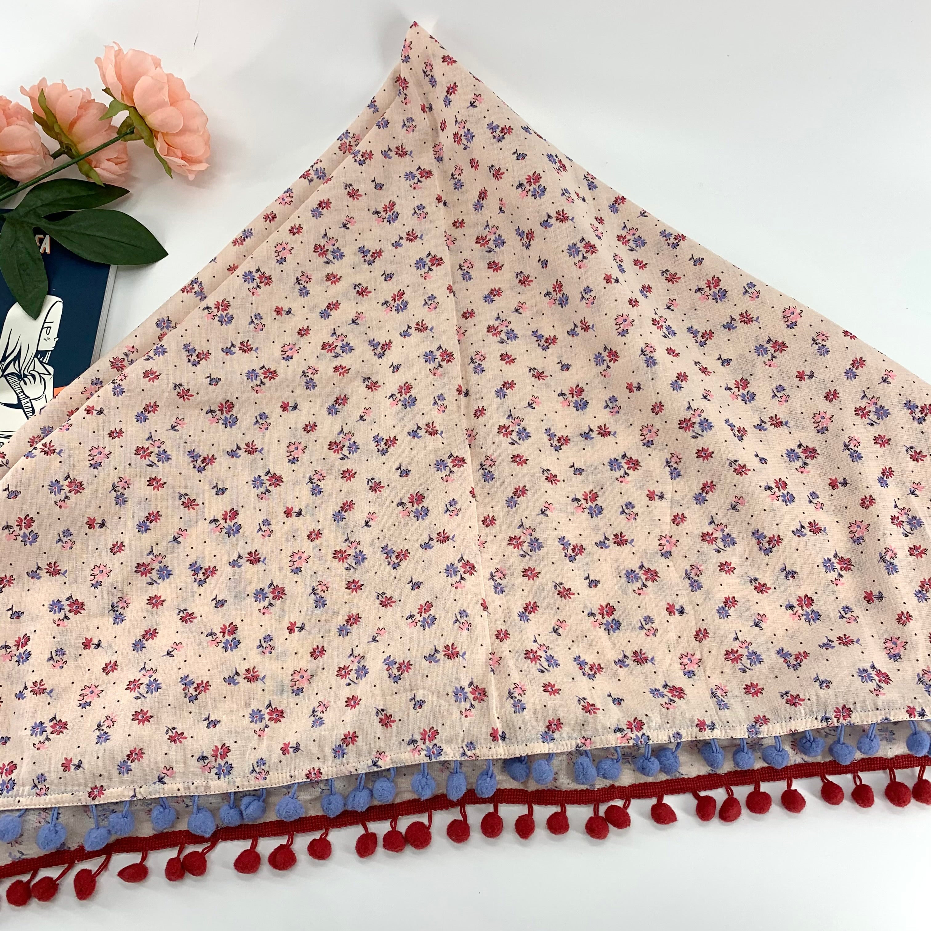 Cotton Voile Summer Scarves, Floral Square