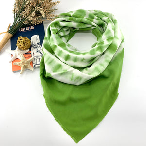 Large Square Tie-Dye Scarf; Handcrafted; Green