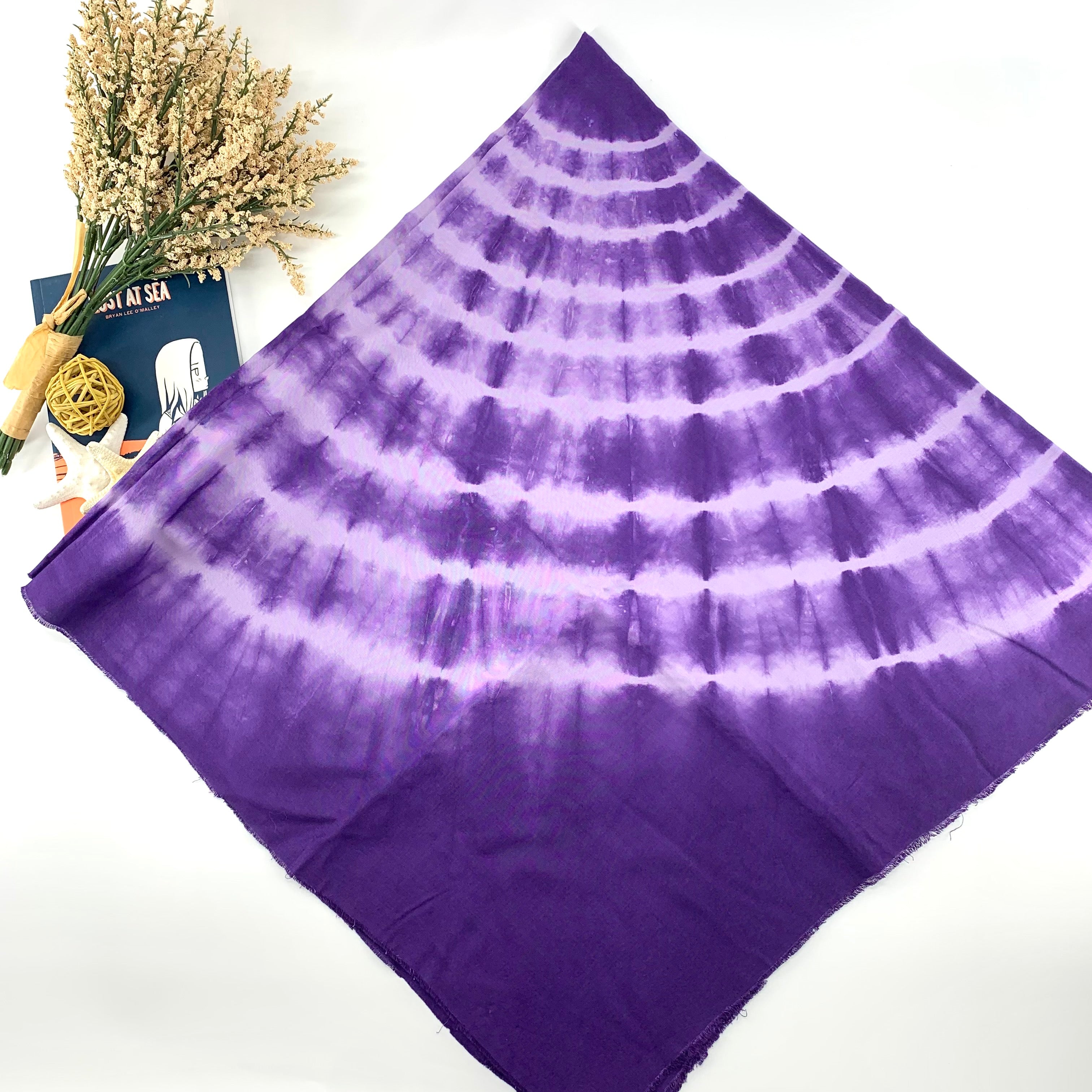 Large Square Tie-Dye Scarf; Handcrafted; Purple