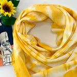 Large Square Tie-Dye Scarf; Handcrafted; Yellow
