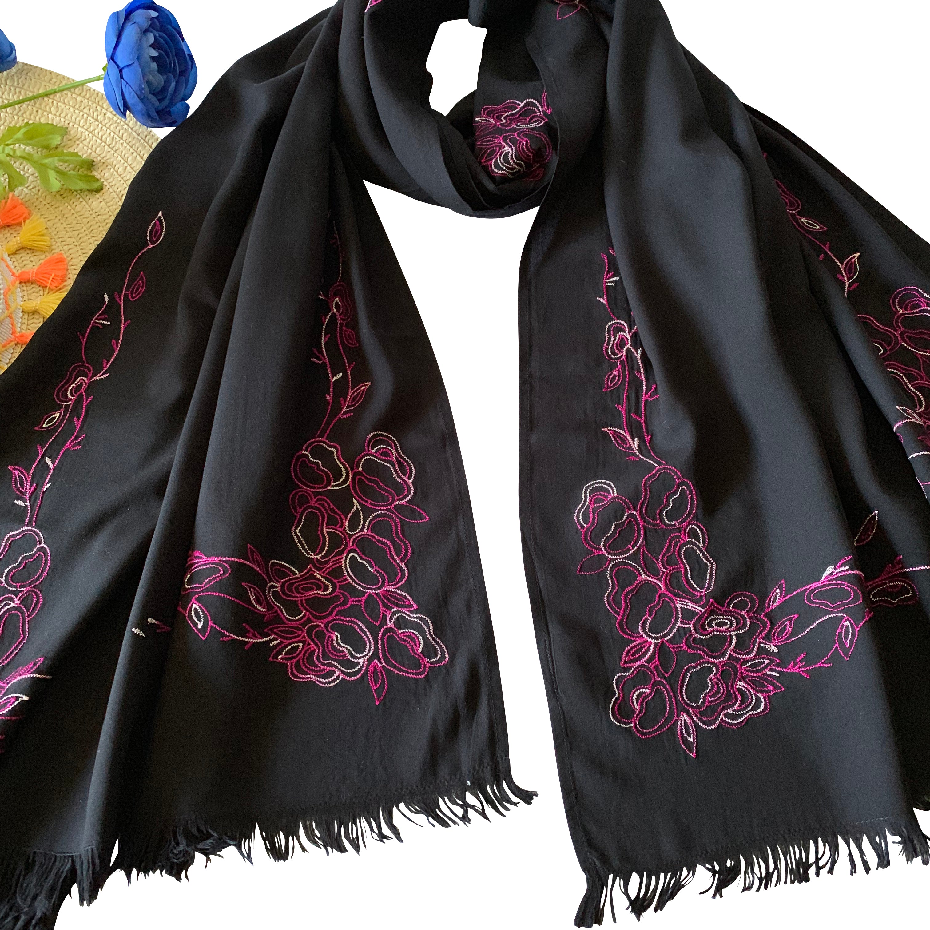 Threads & More Collection: Long Scarves: Black