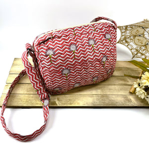 Hand Block Printed; Large Quilted Cross Body Bags