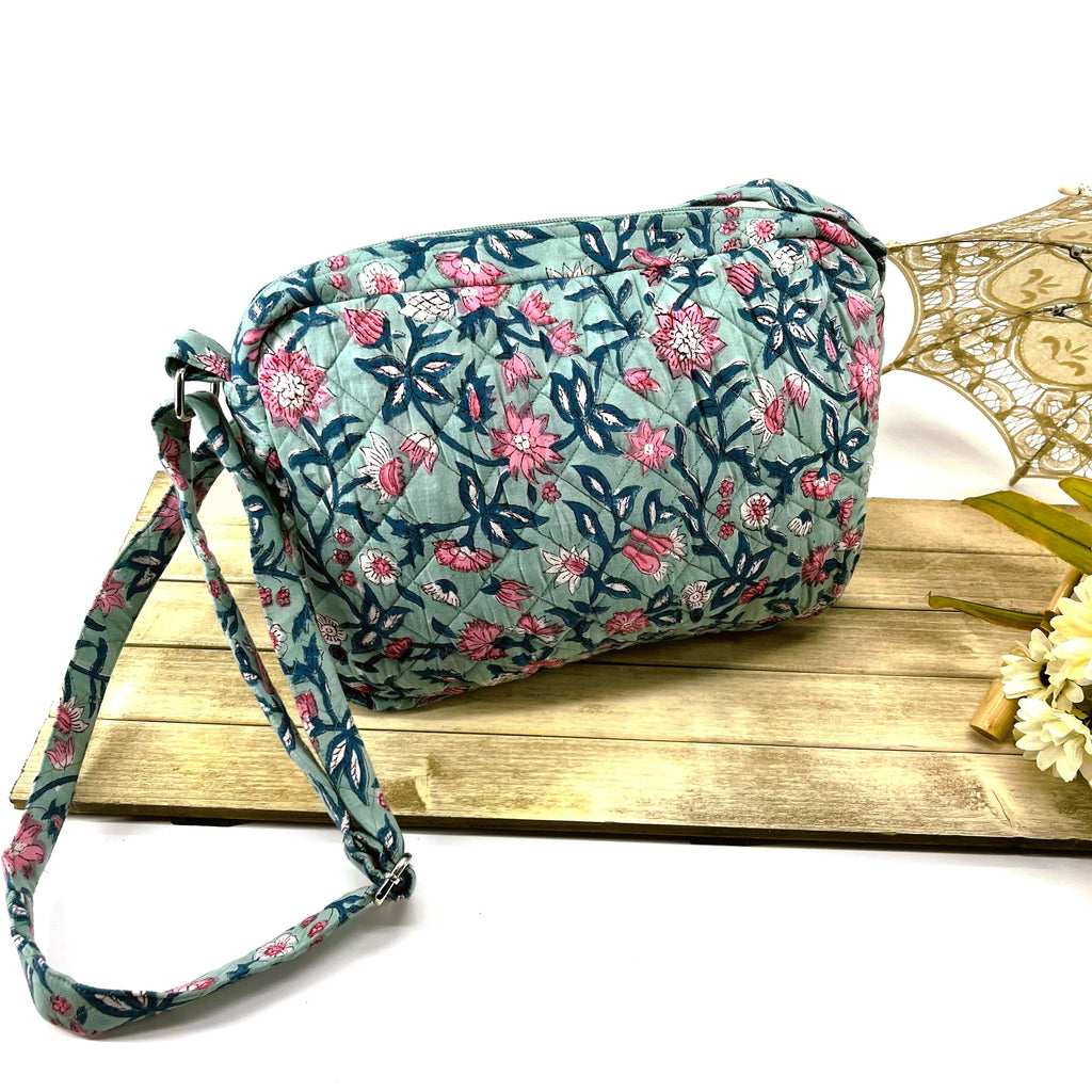 Hand Block Printed; Large Quilted Cross Body Bags