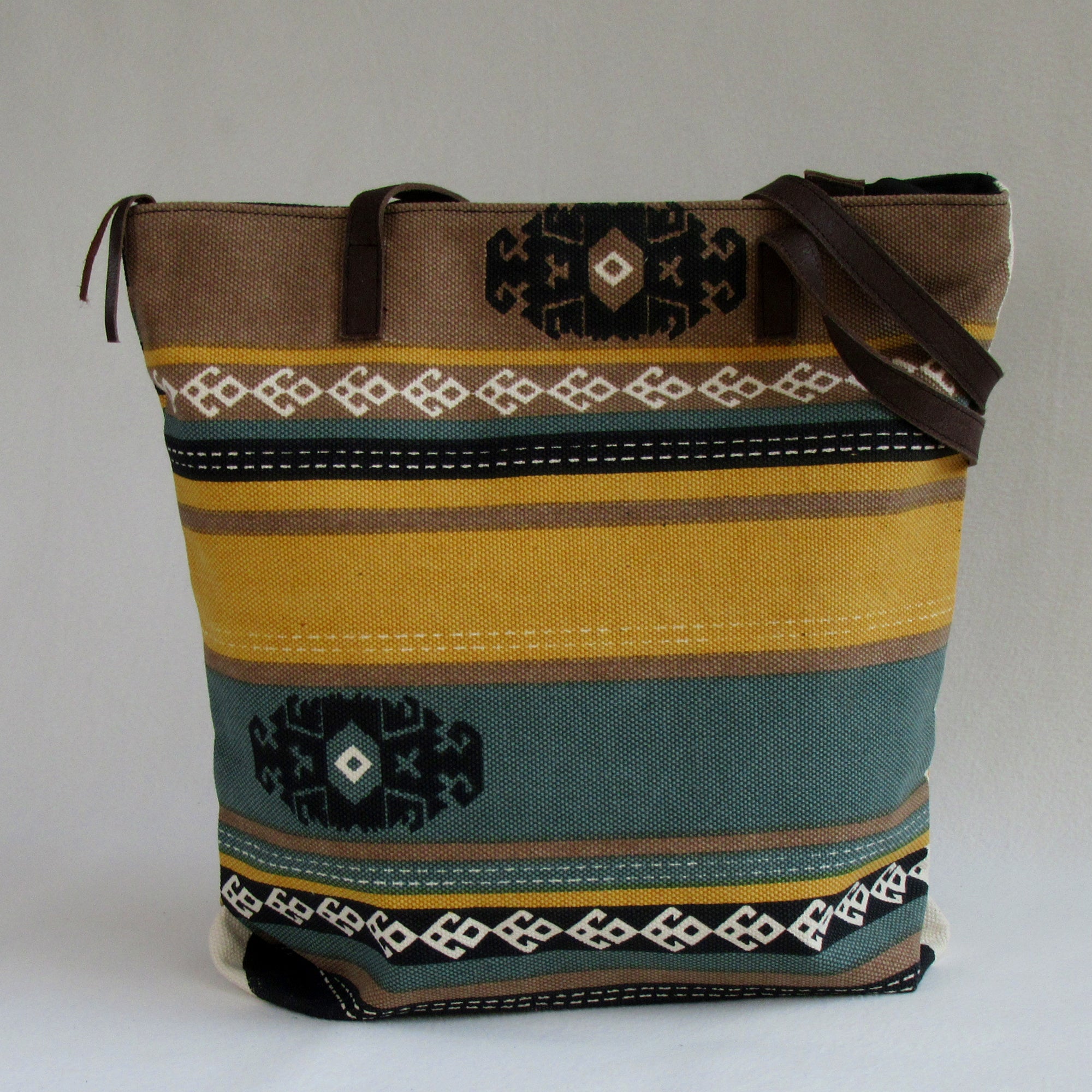 Large CANVAS TOTE / SHOULDER Bag with Leather Handles