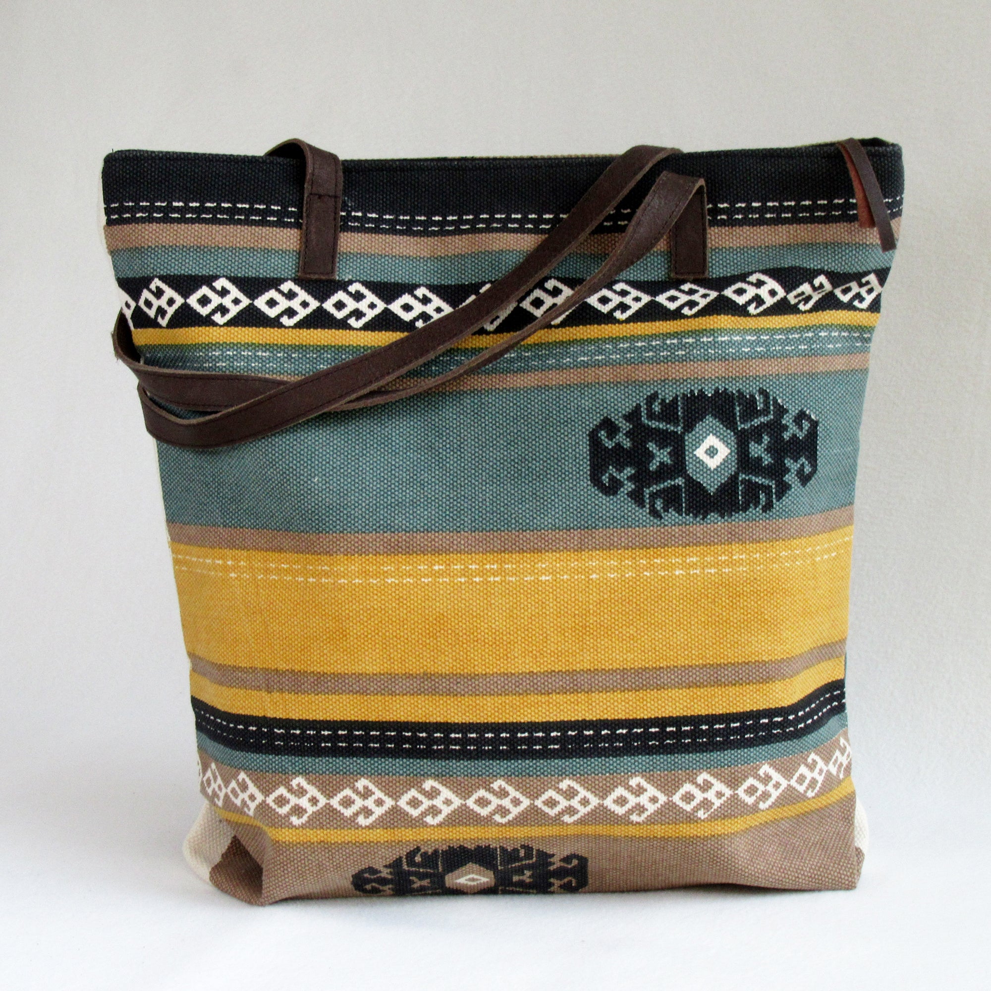 Large CANVAS TOTE / SHOULDER Bag with Leather Handles